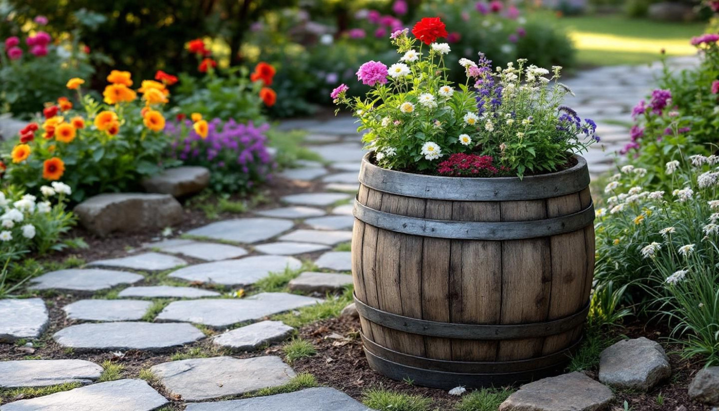 Comment transformer un vieux fût en pièce maîtresse de jardin ?